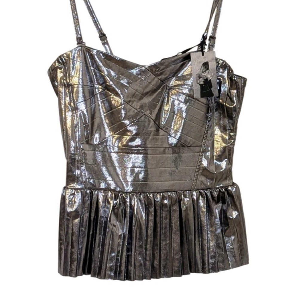 Silver Sleeveless Bustier Peplum Camisole B - Picture 3 of 6
